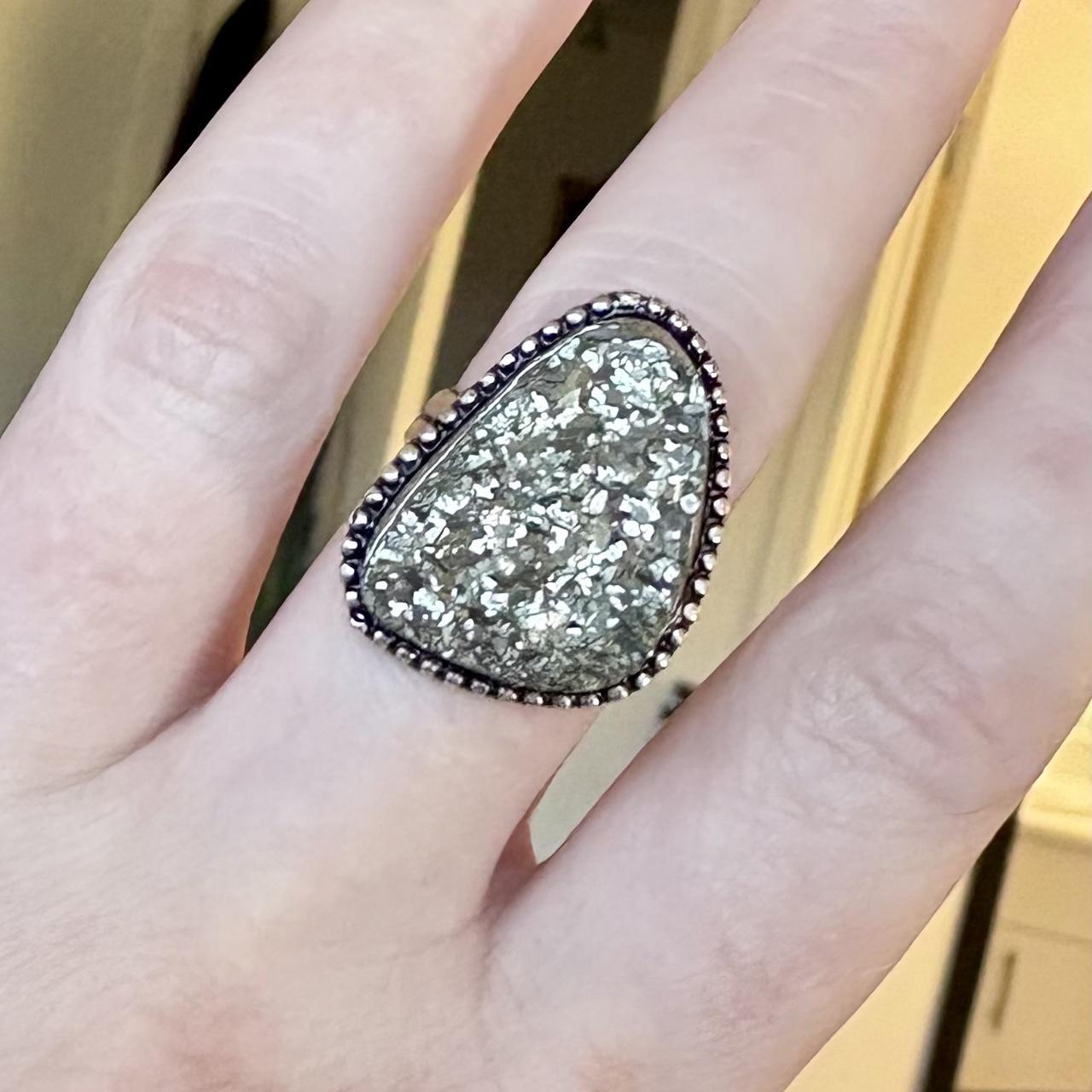 Women's Ring - Silver/Multi – Large Apache Pyrite… - image 1