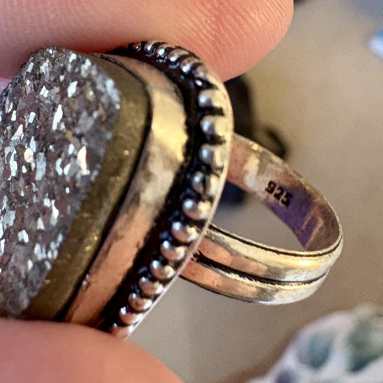 Women's Ring - Silver/Multi – Large Apache Pyrite… - image 6