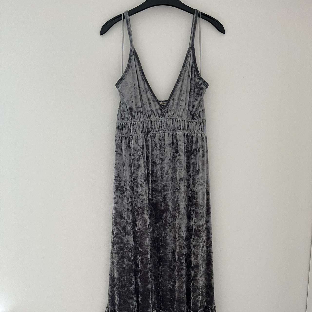 Zara grey velvet maxi dress size L Worn once and in... - Depop