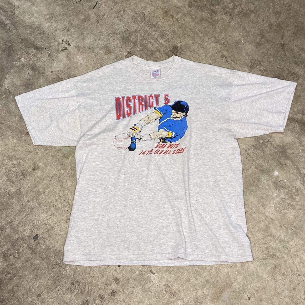 Vintage 90s Jerzees Baseball Babe Ruth Tee Size... - Depop