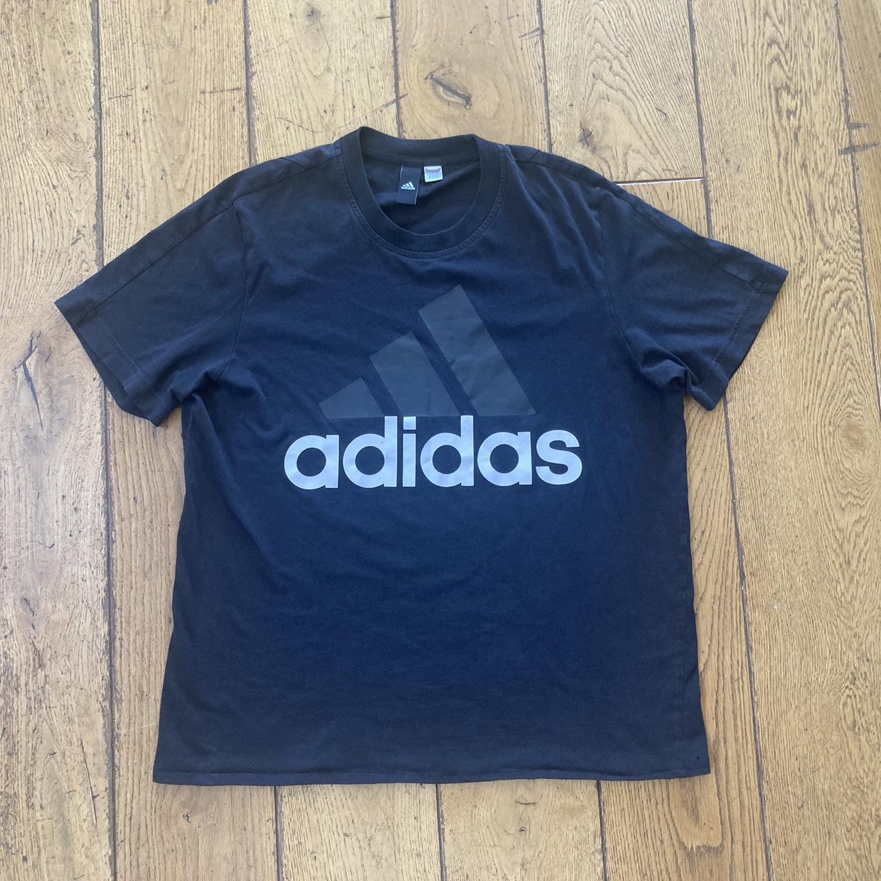 Adidas Men's Black and White T-shirt | Depop