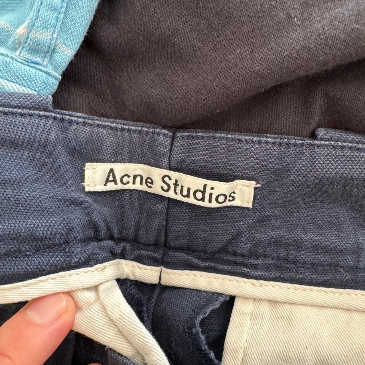 Acne Studios navy blue pleated pants. Bought from... - Depop
