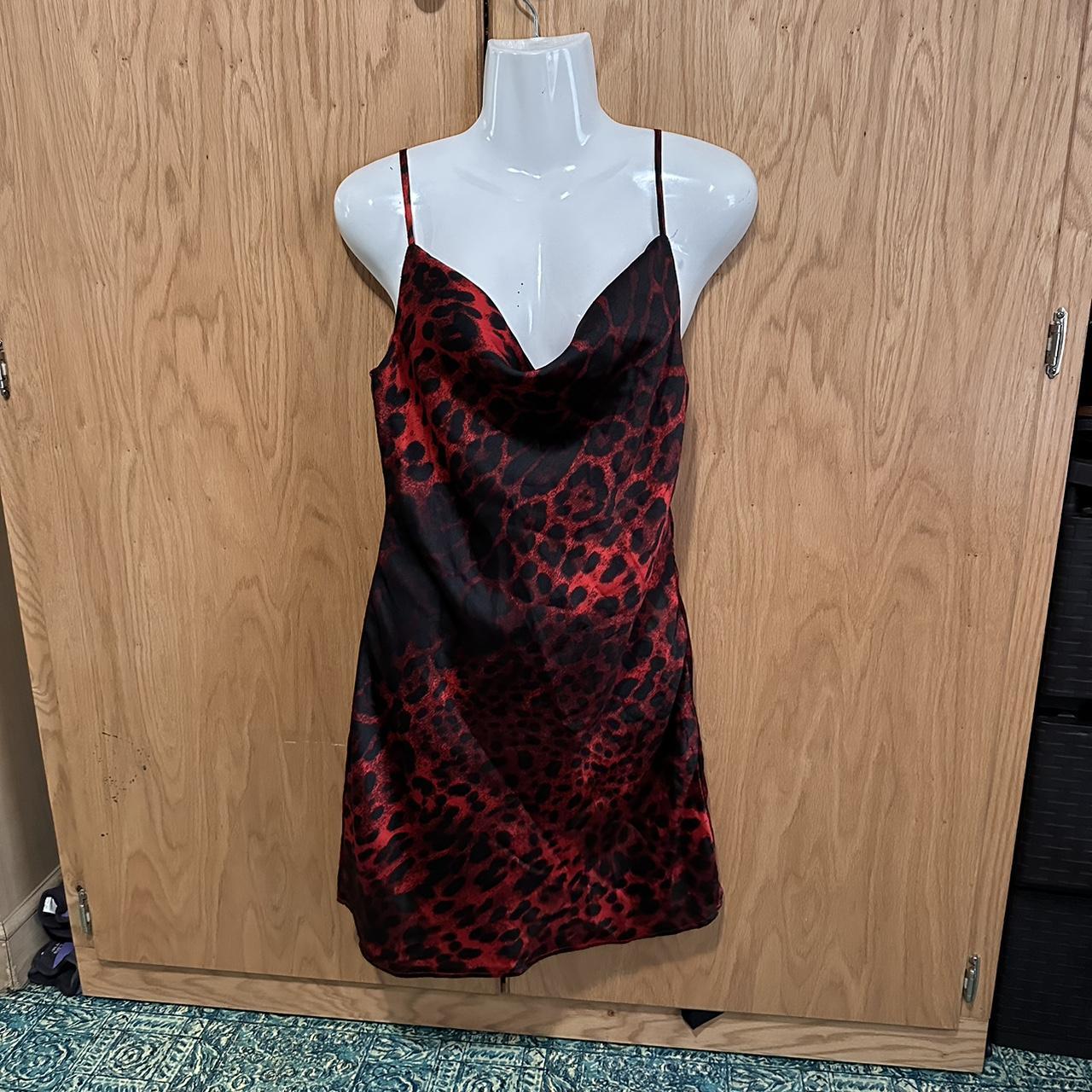 Satin Red Leopard Mini Dress Size Us 6 Depop 7350