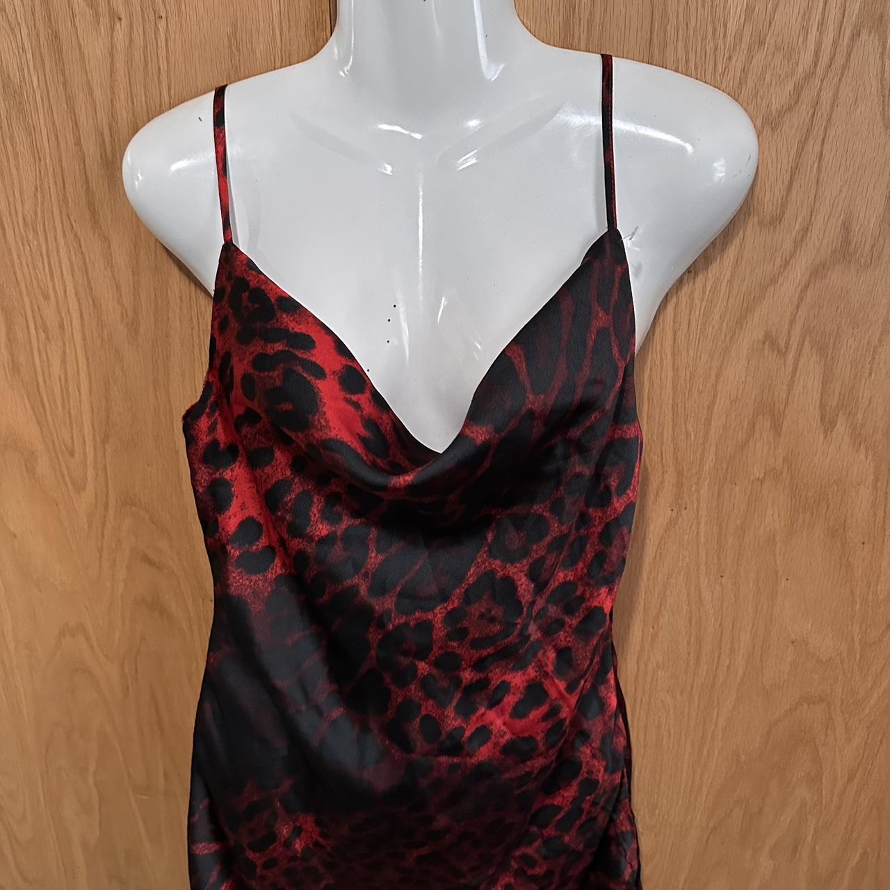 Satin Red Leopard Mini Dress Size Us 6 Depop 8865