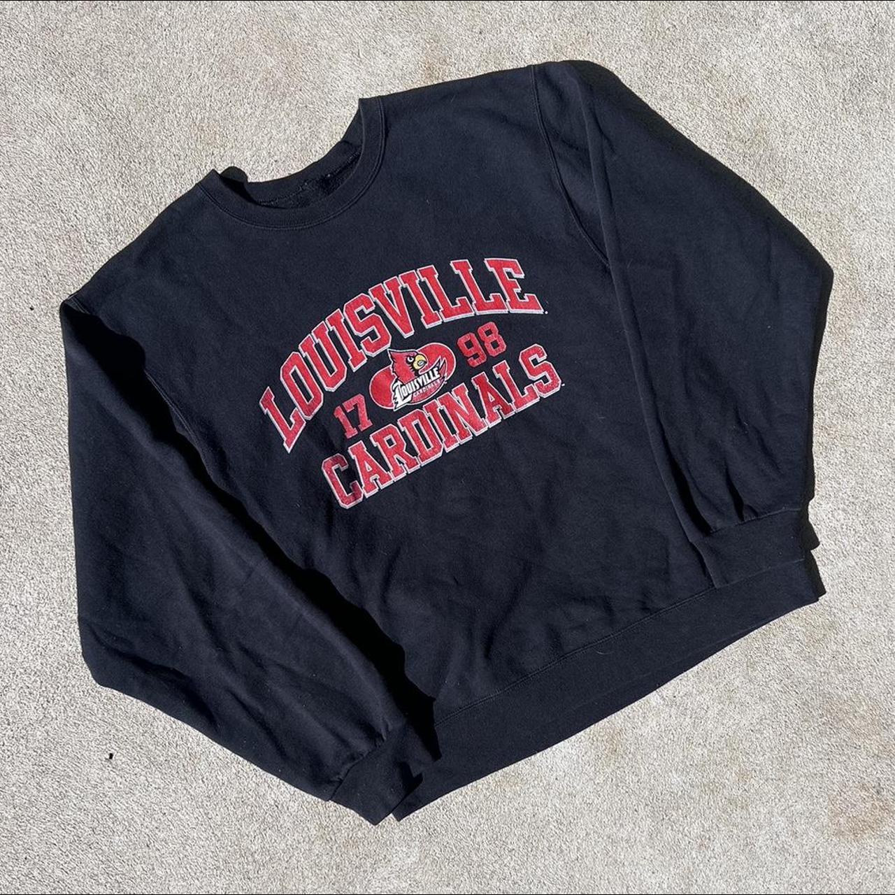 90s Louisville University Cardinals Black College Sweatshirt