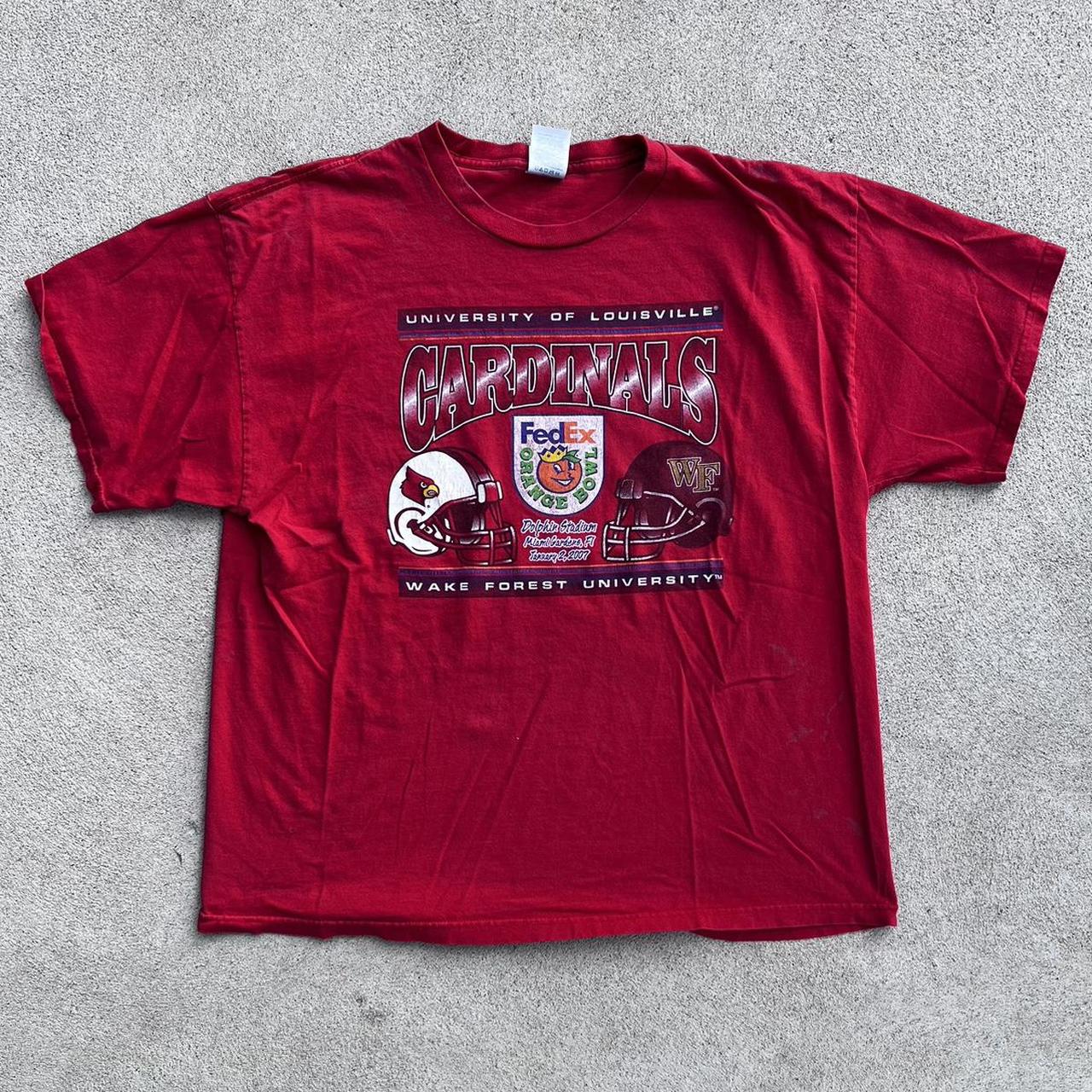 Louisville Cardinals football back graphic T-shirt - Depop