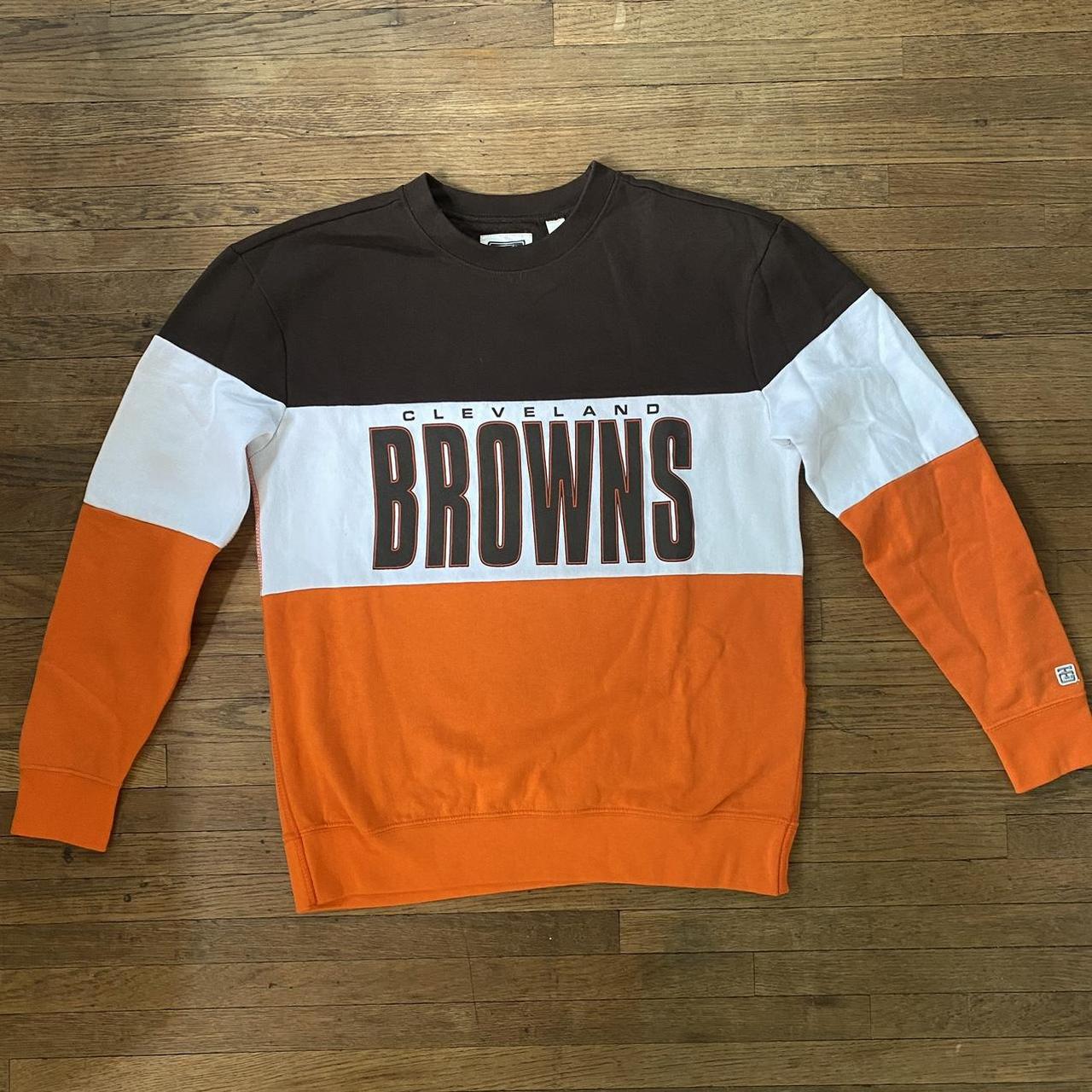 Classic Cleveland Ladies Crew Sweater - Brown and Orange