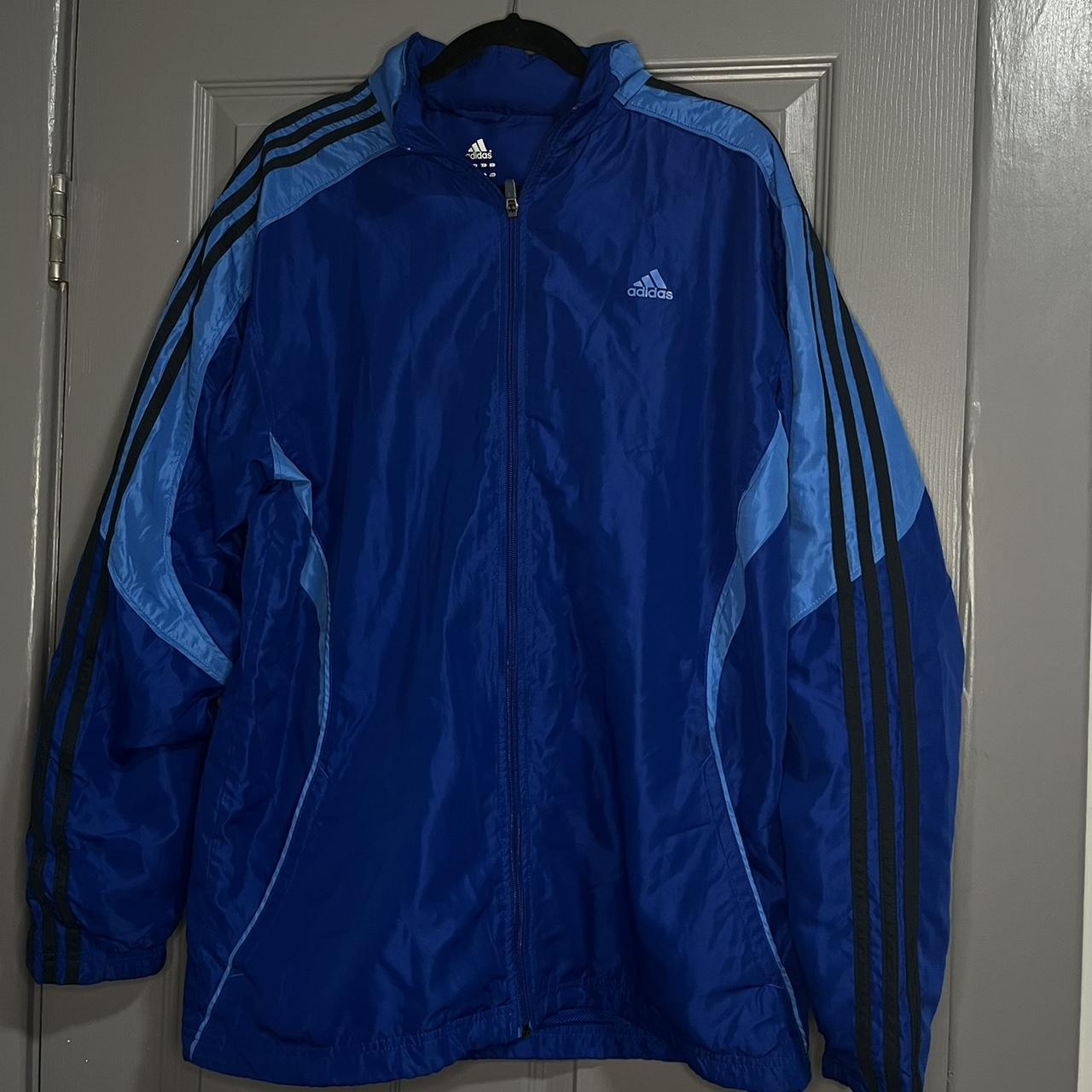 Adidas blue and black windbreaker jacket Depop