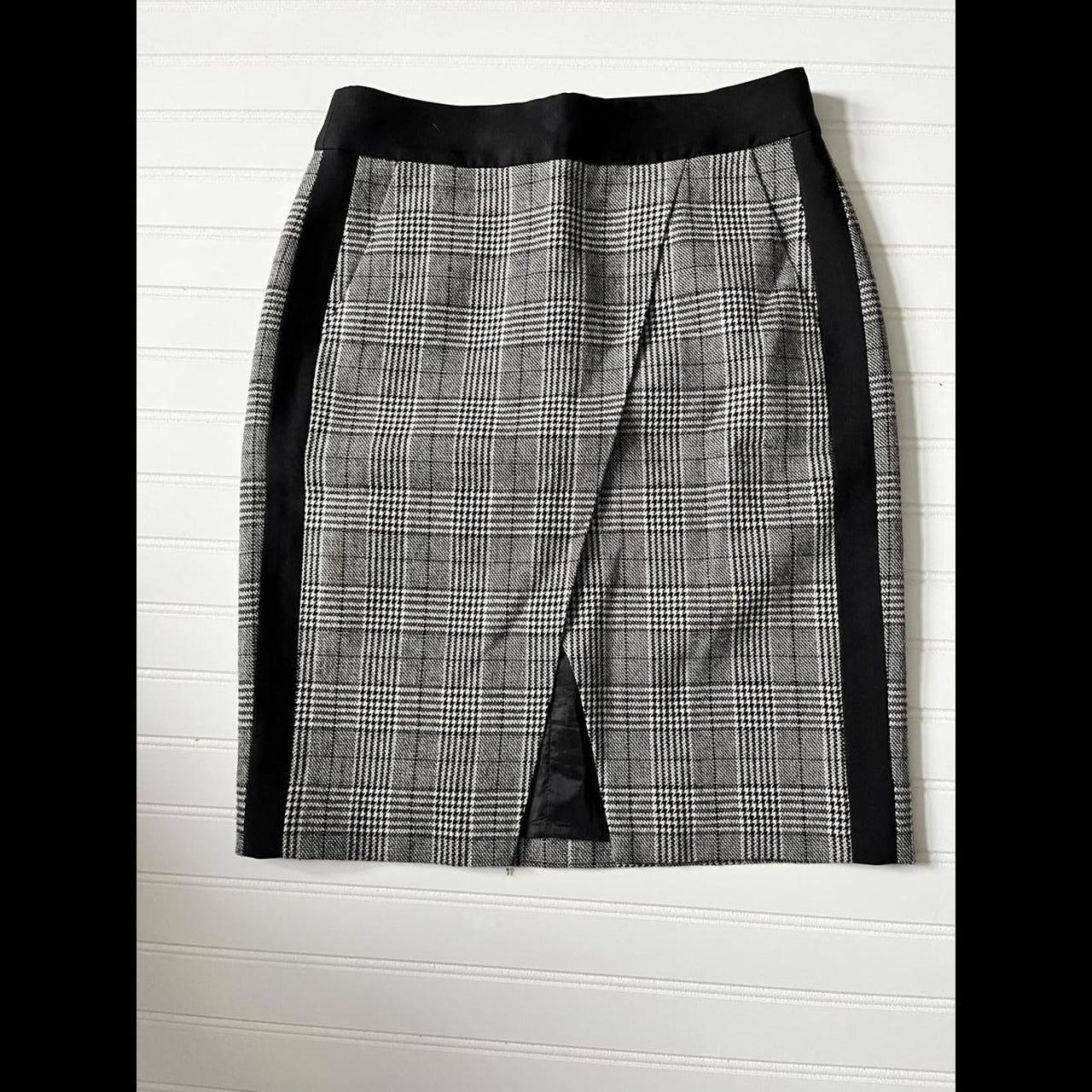 J crew black and white plaid skirt best sale