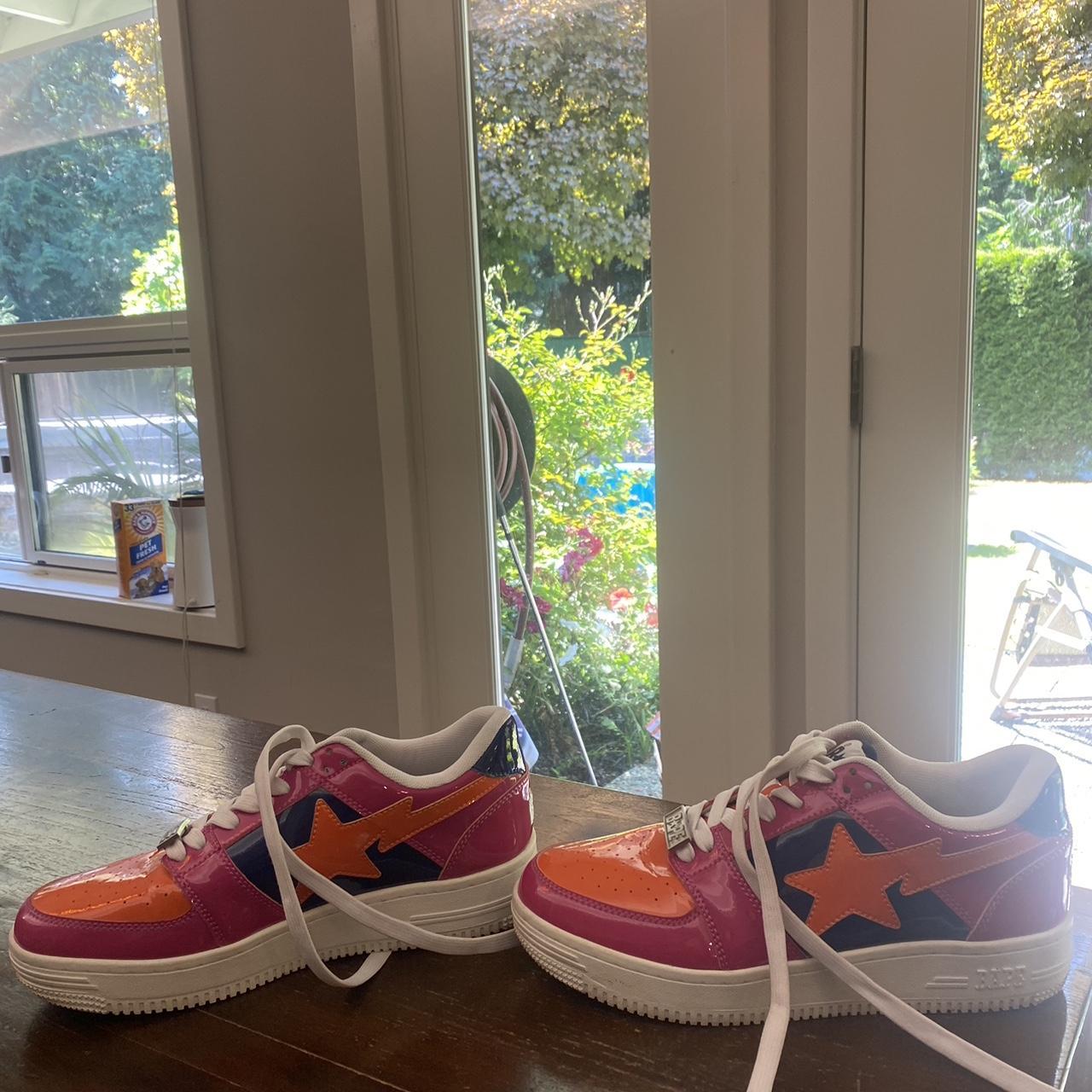 Bape colorful orange and pink trainers sneakers