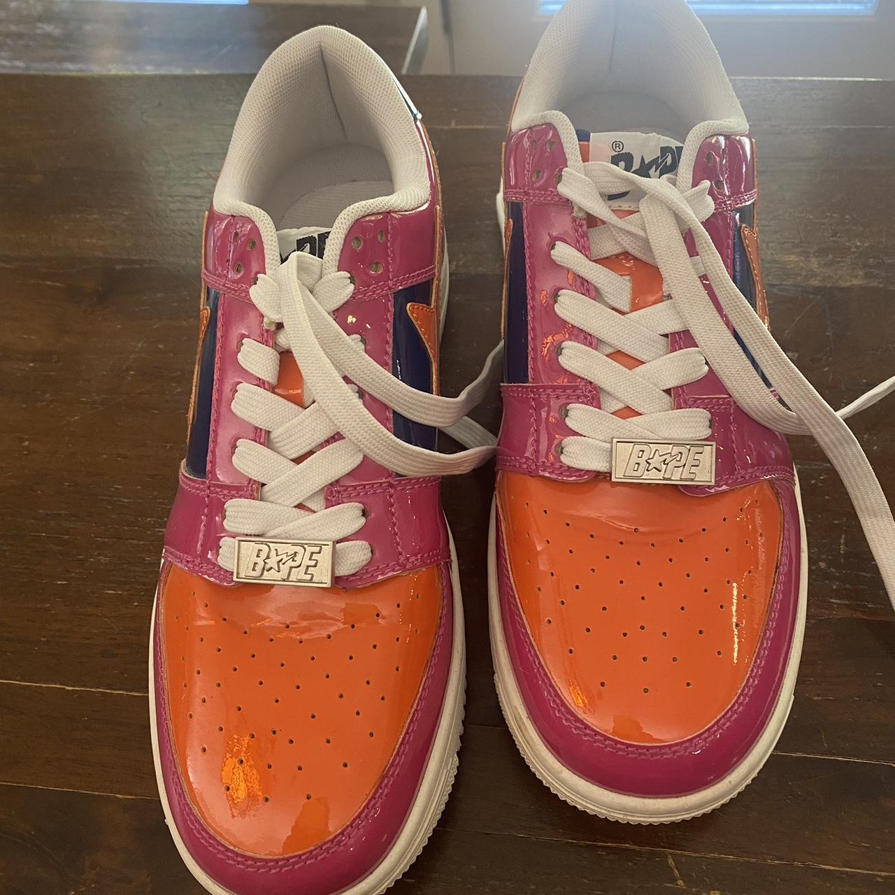 Bape colorful orange and pink trainers sneakers