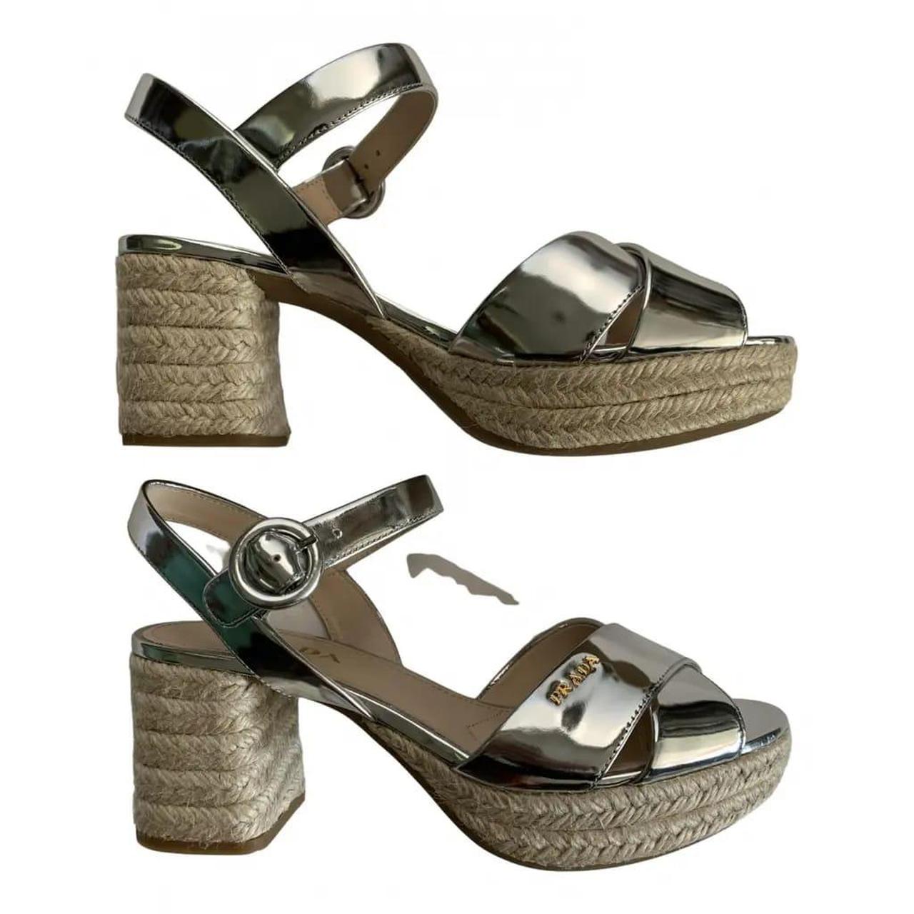 Prada silver platform sandals hotsell