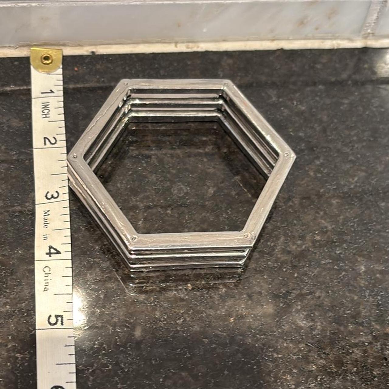 Women's Bracelet - Silver – Silver hexagonal meta… - image 3