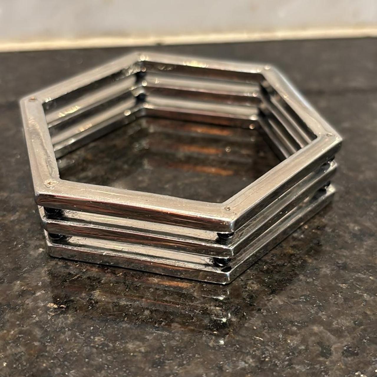 Women's Bracelet - Silver – Silver hexagonal meta… - image 5