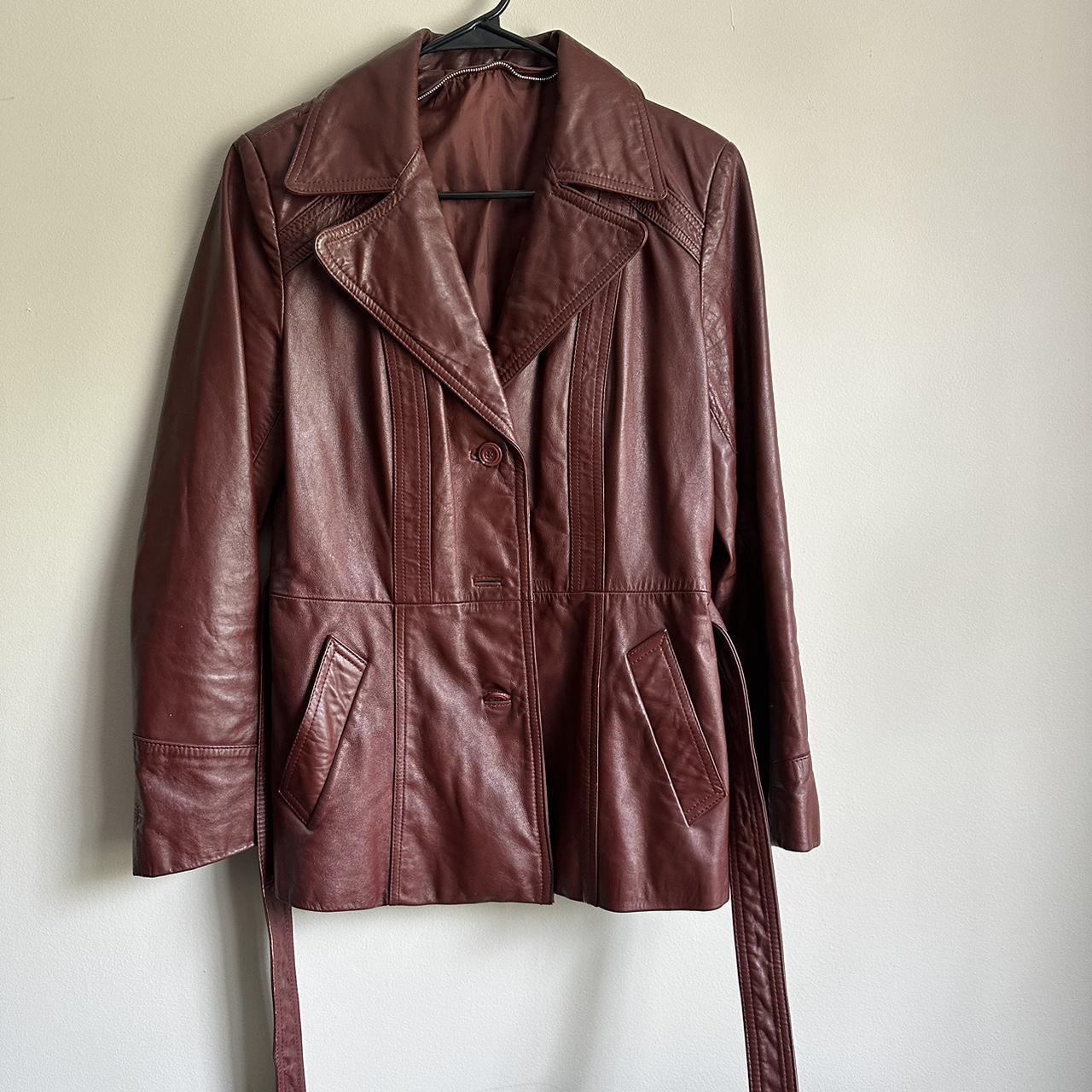 Wilson’s Leather Women's Burgundy and Red Jacket Depop