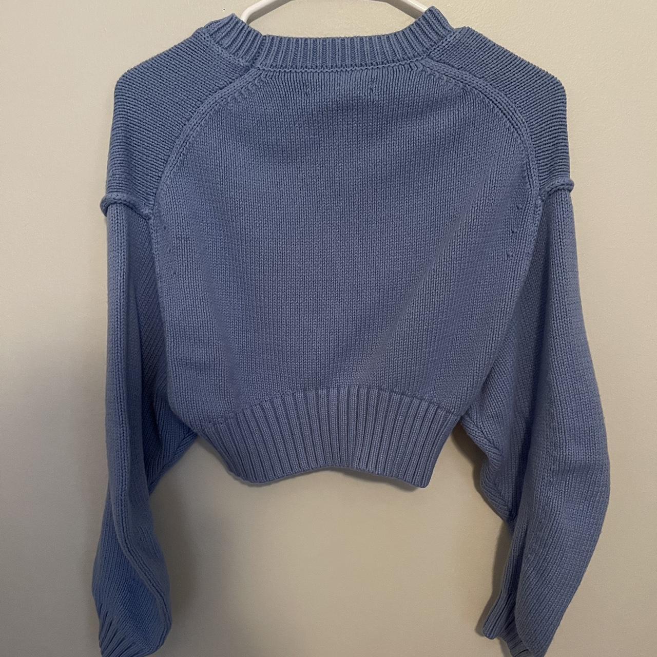 Urban outfitters cropped blue sweater -size... - Depop