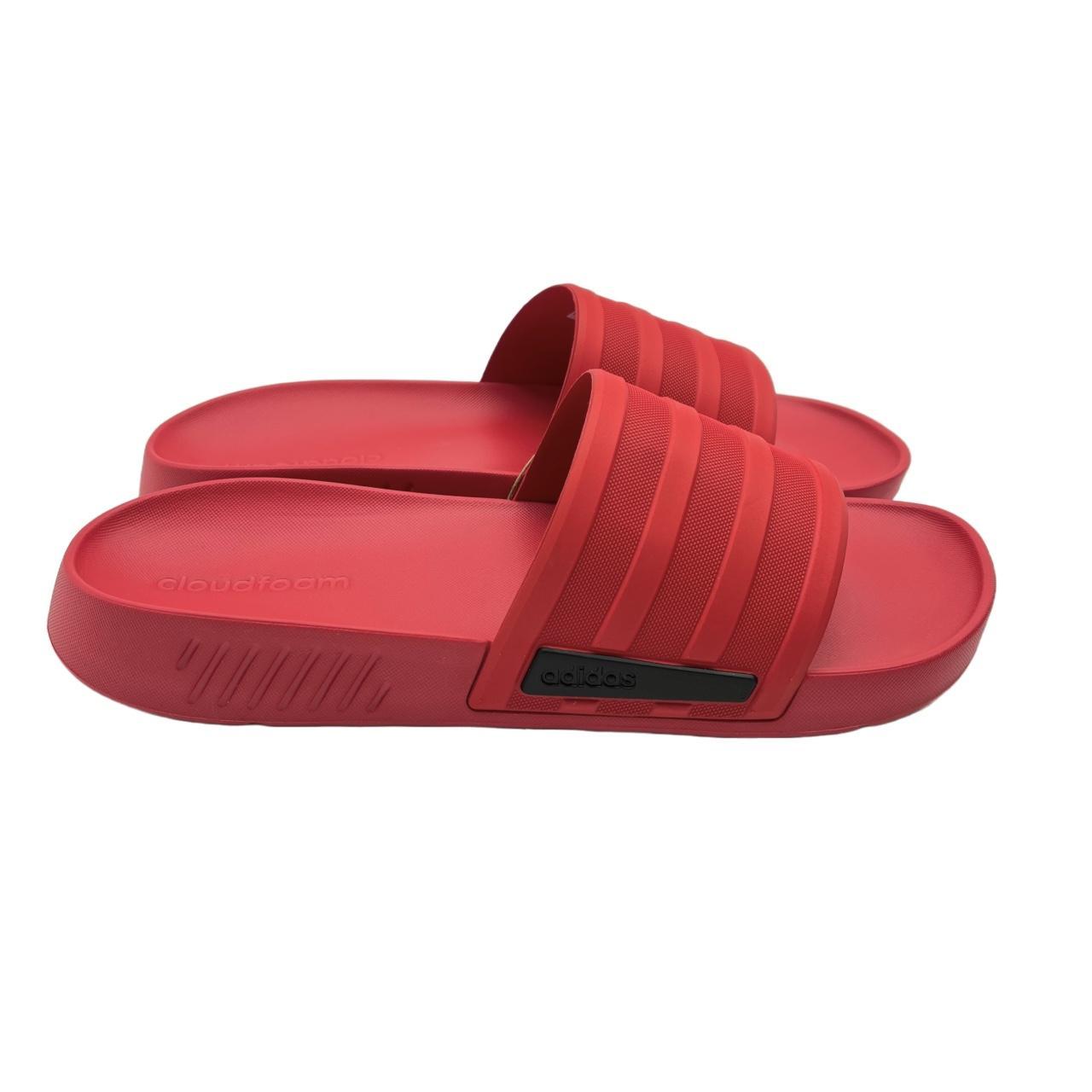 Adidas red and hot sale black slides