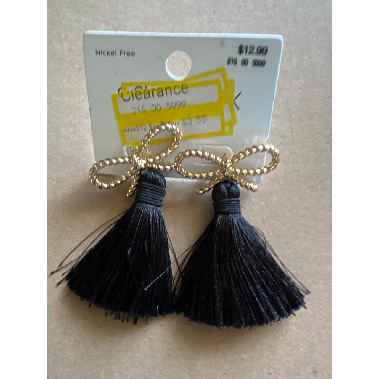 Sither Rhinestone Bow Earrings - Large Black Crystal Bow Earrings For Women