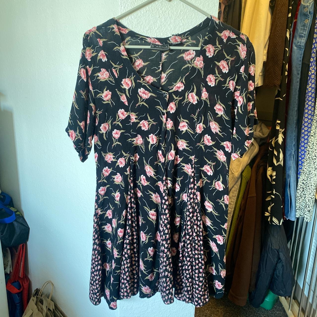 90s floral tunic/button down dress. short enough to...