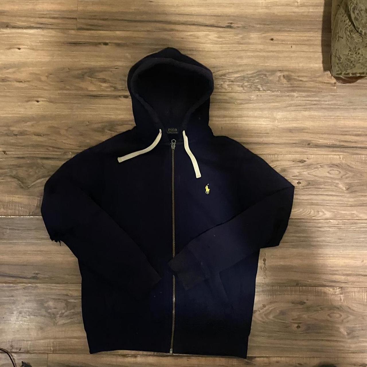Distressed large polo zip up hoodie - Depop