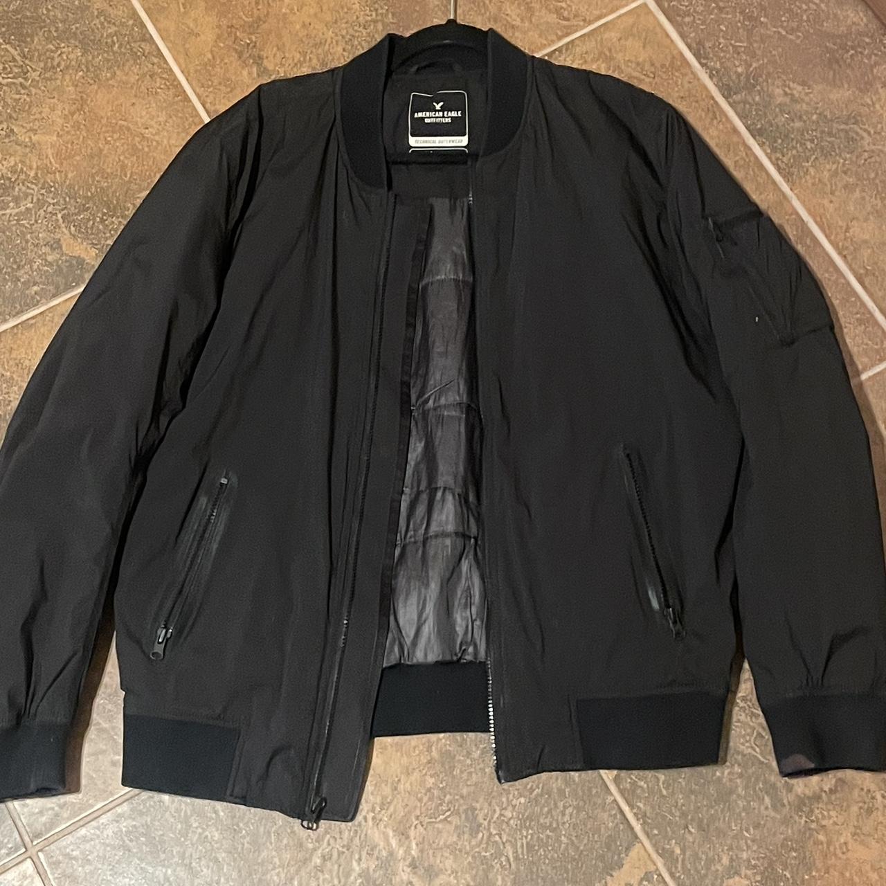 American eagle black bomber Great condition only... - Depop