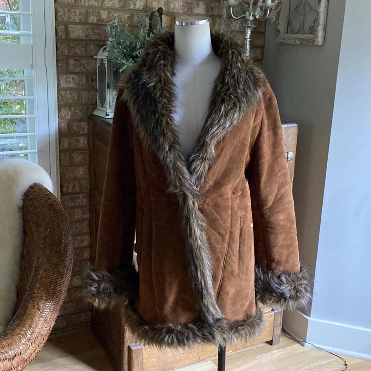 Wilsons leather suede and fur clearance coat