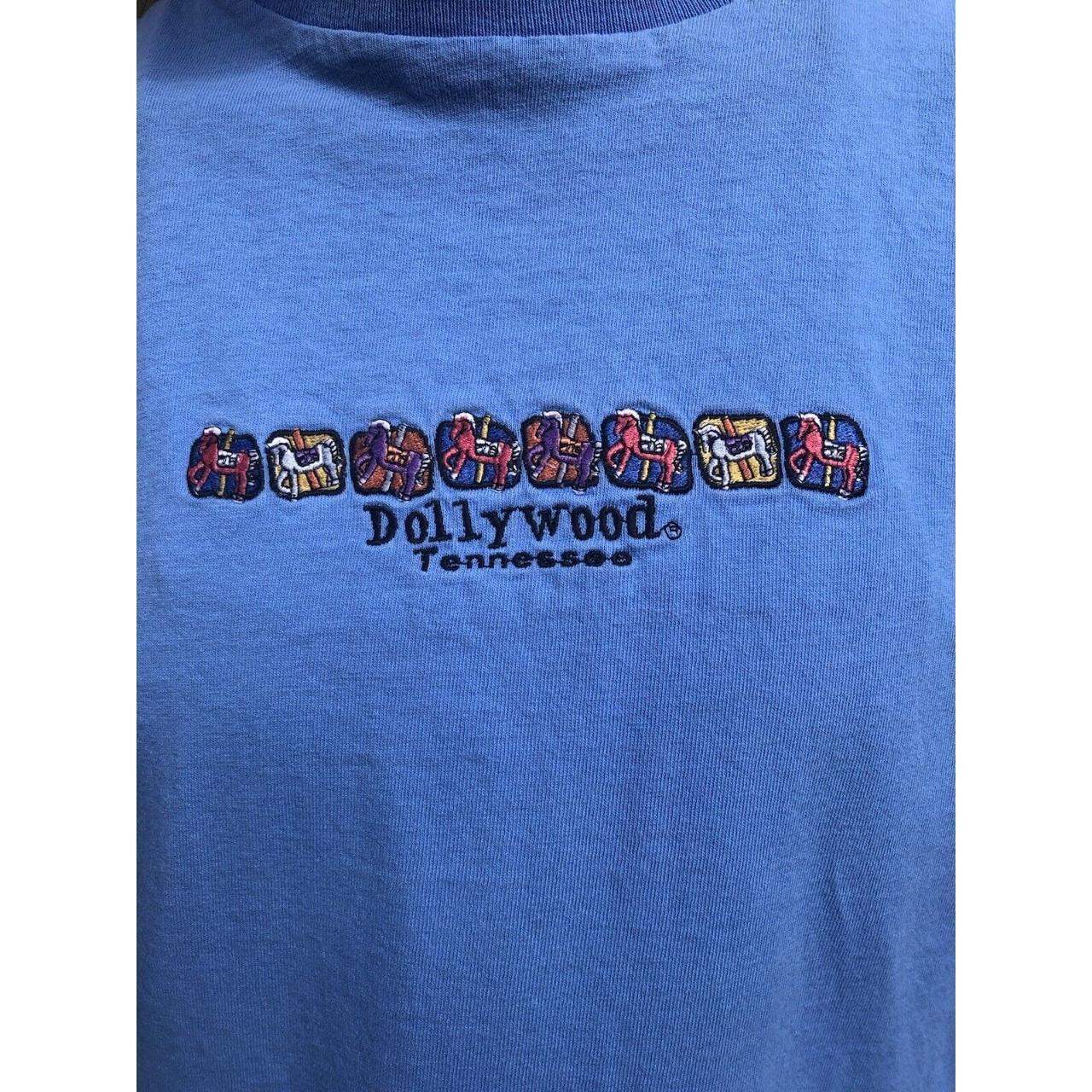 Dollywood Embroidered TShirt Carousel Horses Blue Depop