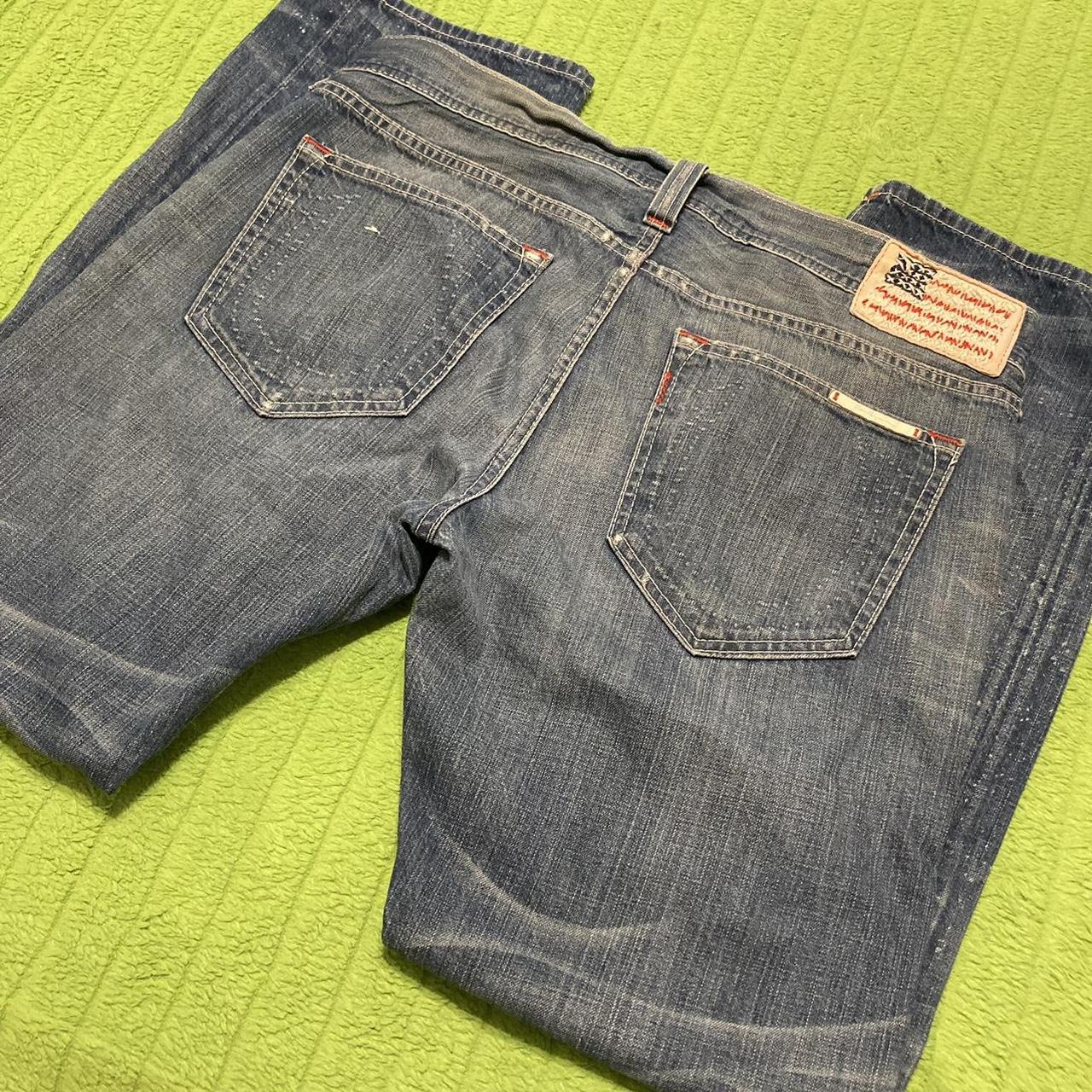 True Religion Men's Blue and Red Trousers | Depop