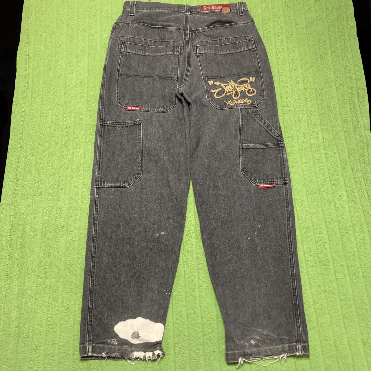Cyber Y2k baggy jnco jeans Los Angeles embroidered... - Depop