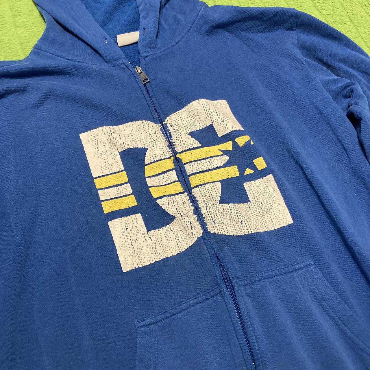 Cyber Y2k blue and yellow dc shoes zip up hoodie... Depop