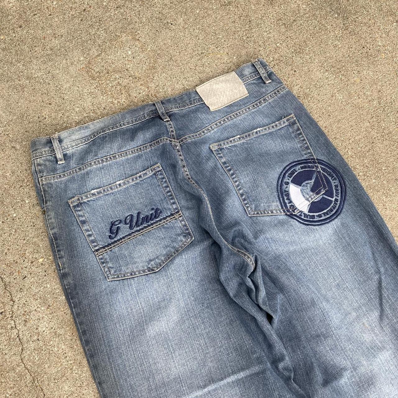 Y2k G Unit 50 Cent Hip Hop Baggy Embroidered Jeans - Depop