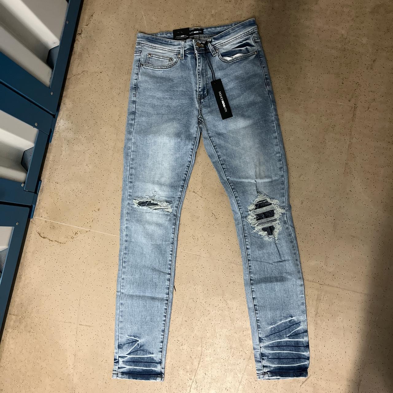 Fashion Nova Men's Blue and Navy Jeans | Depop