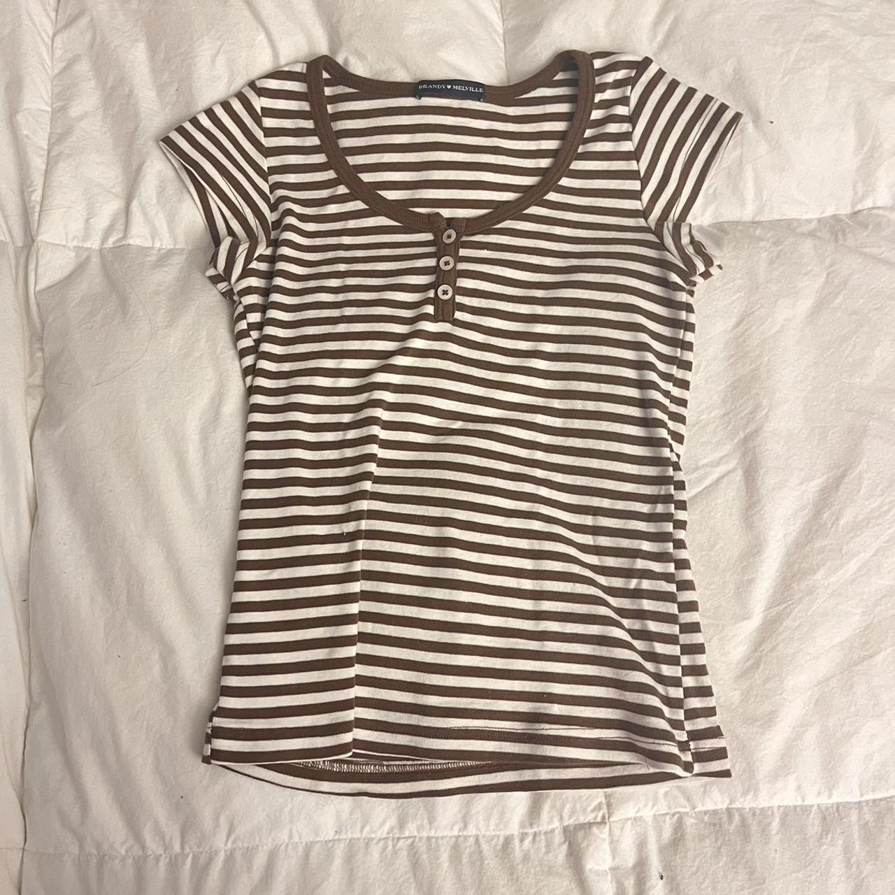 brown striped brandy top bought and wore maybe... - Depop