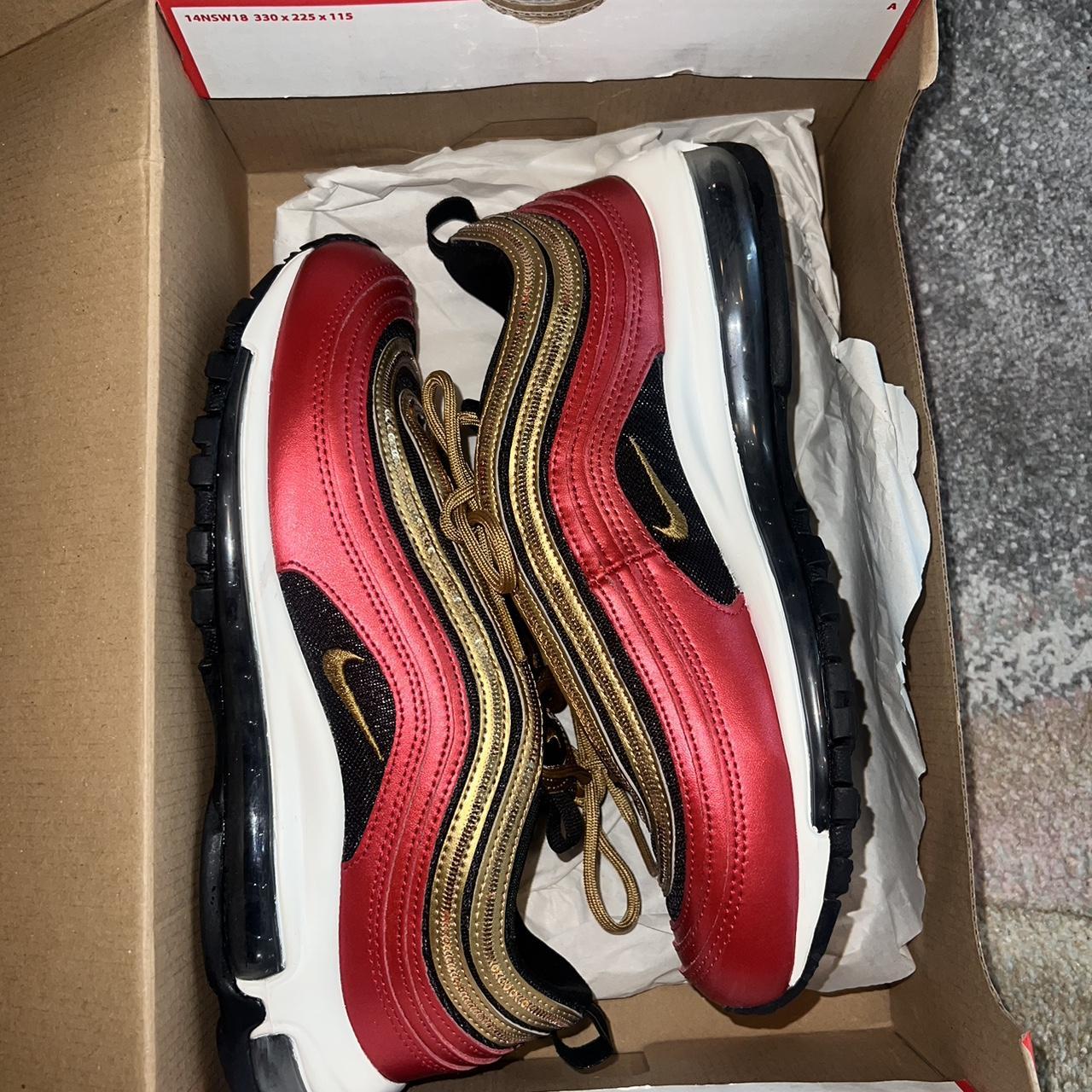 nike air max 97 trainers sequoia university red metallic