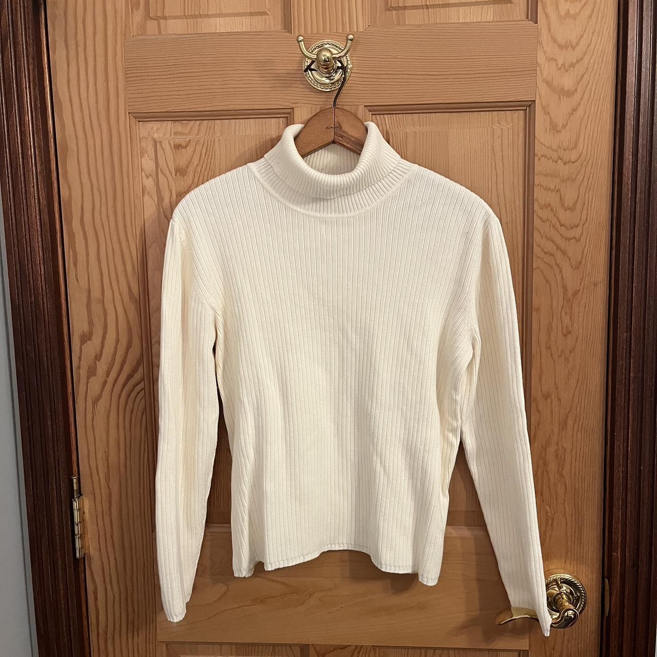 talbots medium petite white turtleneck sweater... - Depop