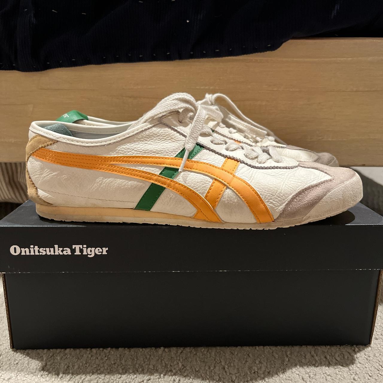 Onitsuka Tiger Men's Yellow and Green Trainers | Depop