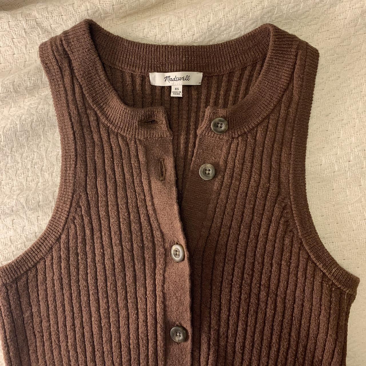 Madewell button up sweater tank Worn minimally Size xs - Depop