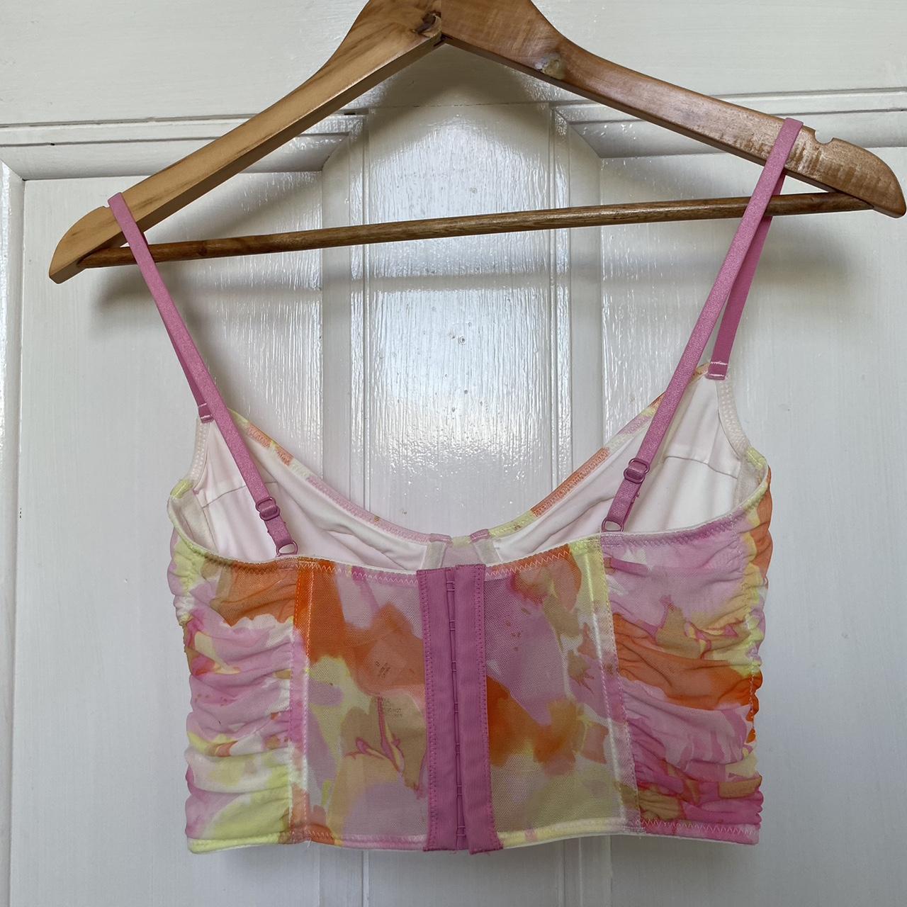 Glassons Women's Pink and Yellow Corset | Depop