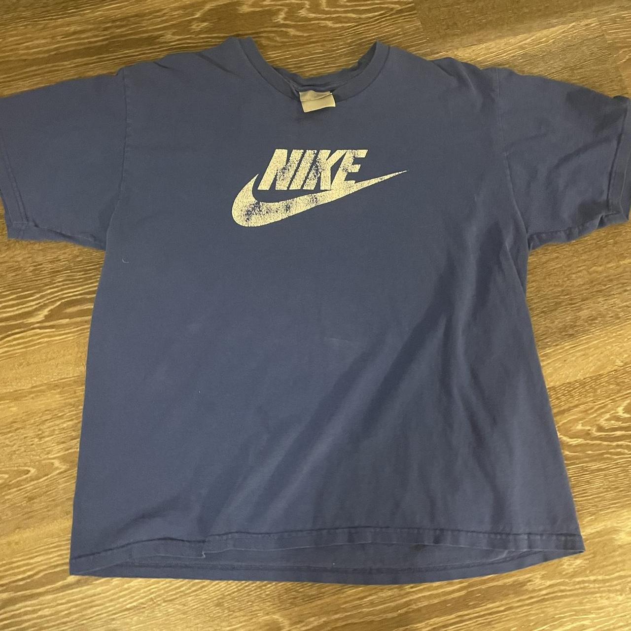 Nike Men's Blue and White T-shirt | Depop