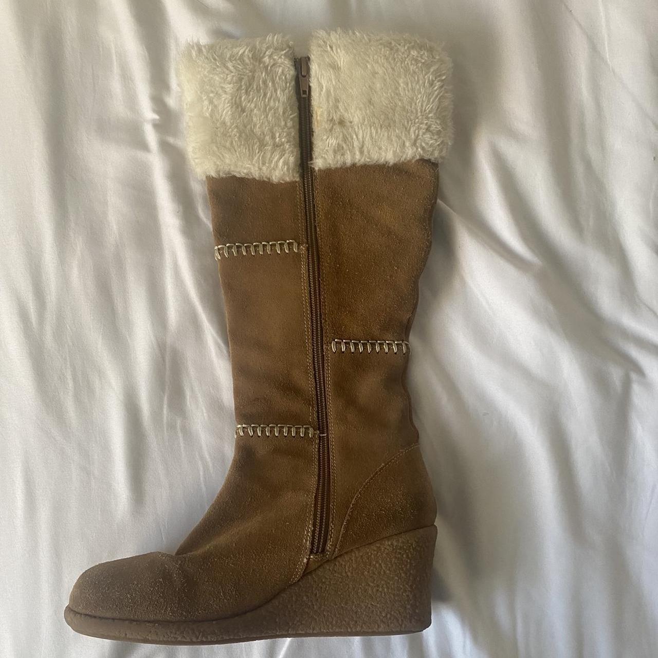 Paris Blues Women's Tan and Cream Boots | Depop