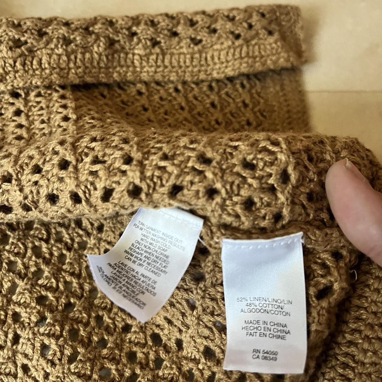 Tan Crocheted Jones New York Sweater Vest Size... - Depop