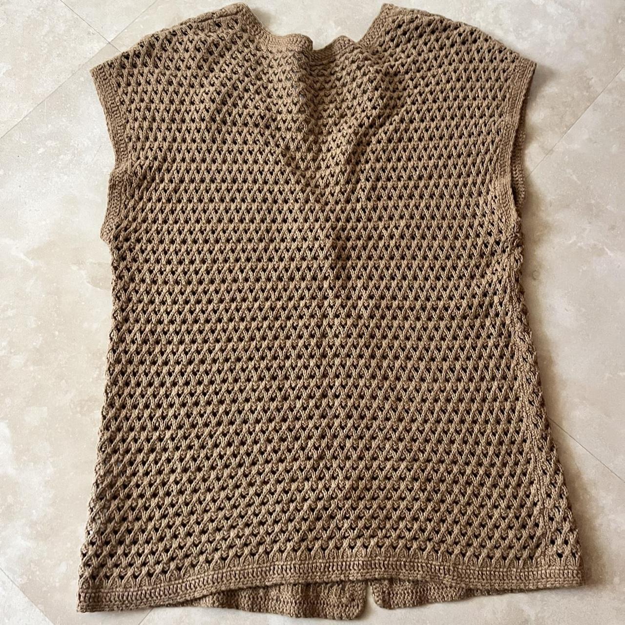 Tan Crocheted Jones New York Sweater Vest Size... - Depop