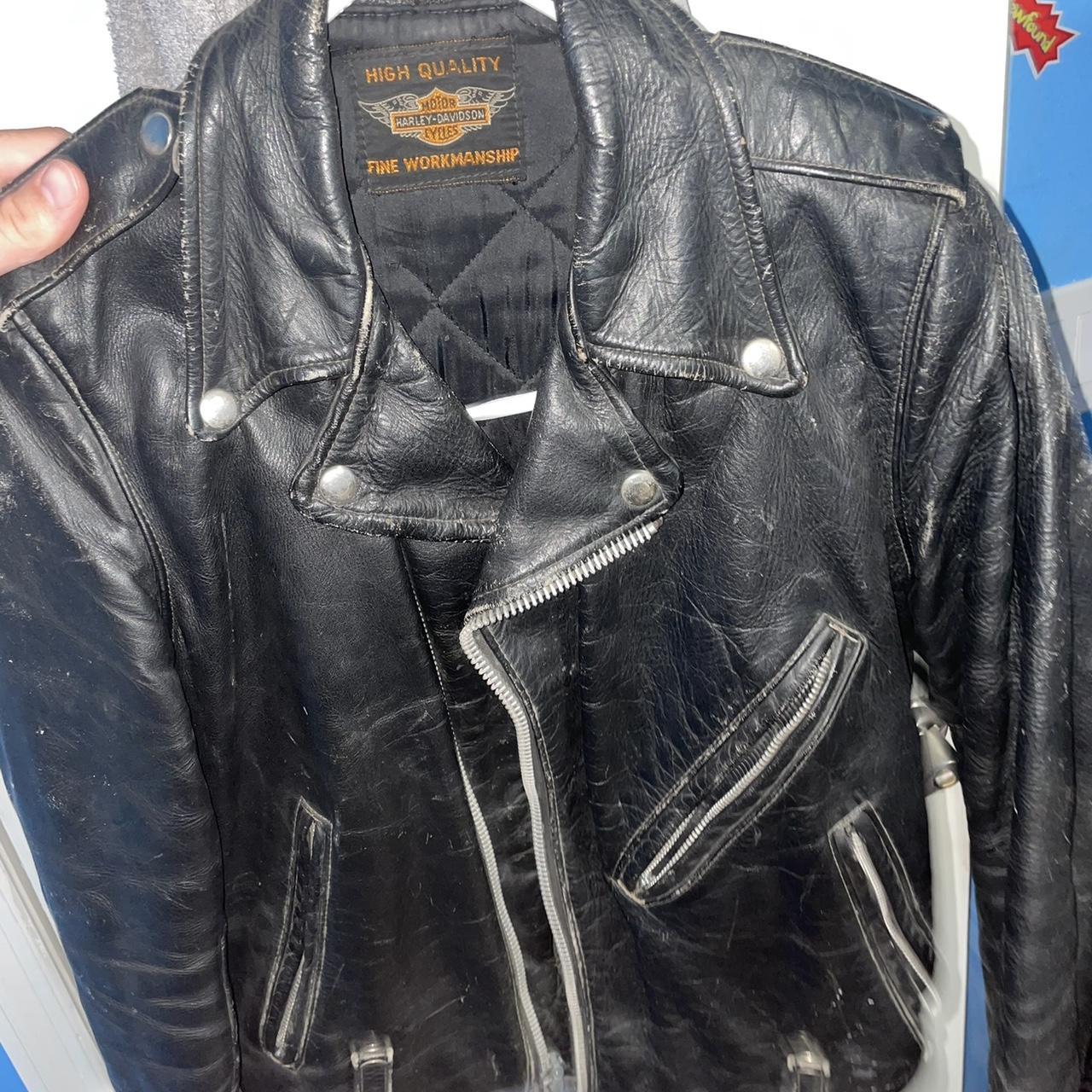 Harley Davidson 90s leather jacket Large 44” chest - Depop