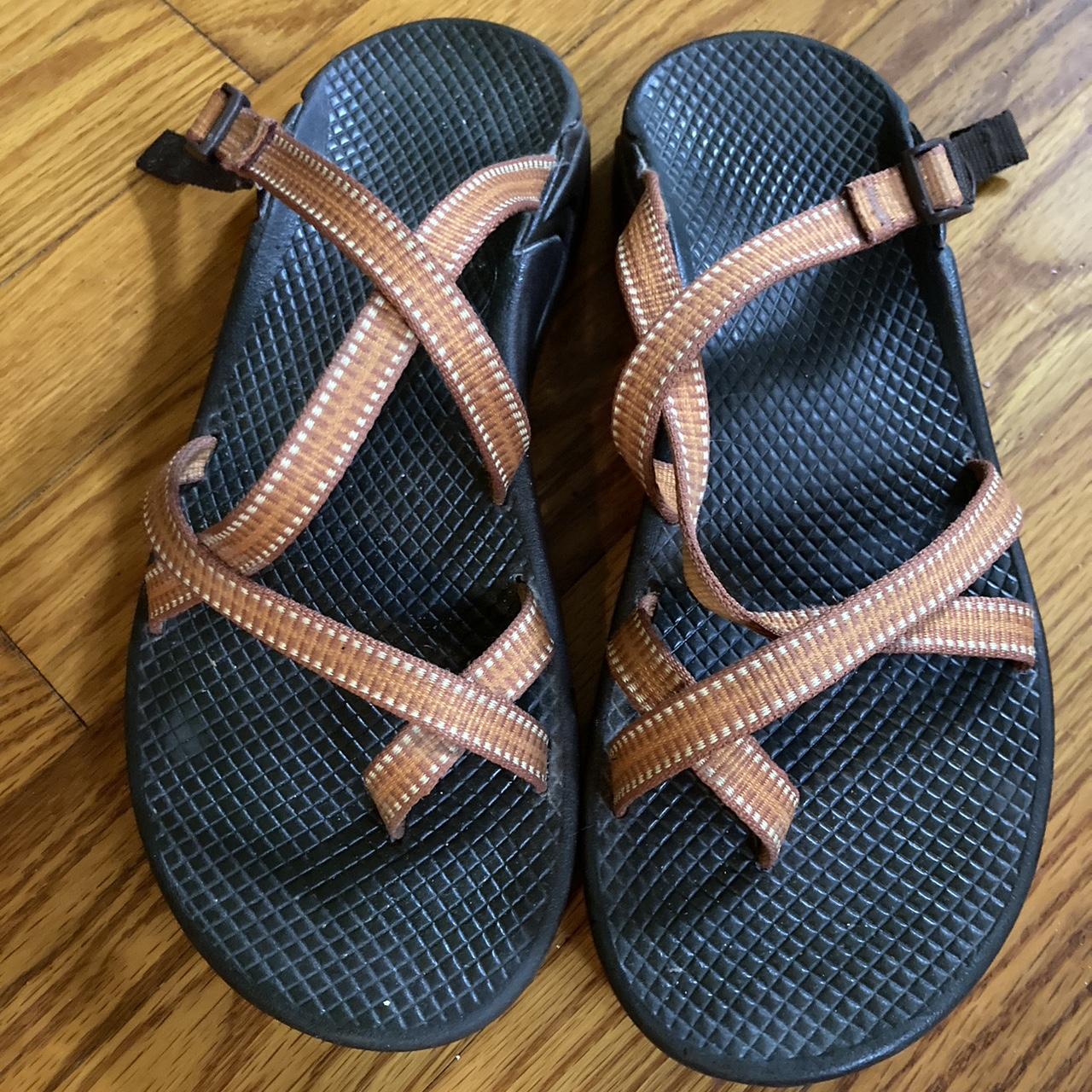 chacos womens 7.5 orange straps sandals adjustable Depop