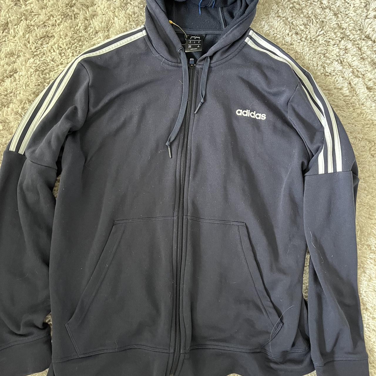 Navy Blue Adidas Zip-up! condition: worn twice, was... - Depop