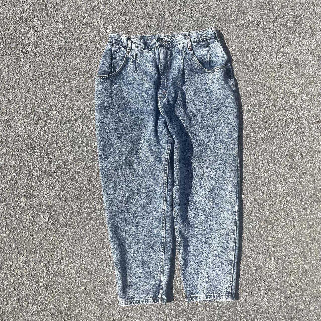 vintage made in usa Lee acid wash jeans, sized 35x27... - Depop