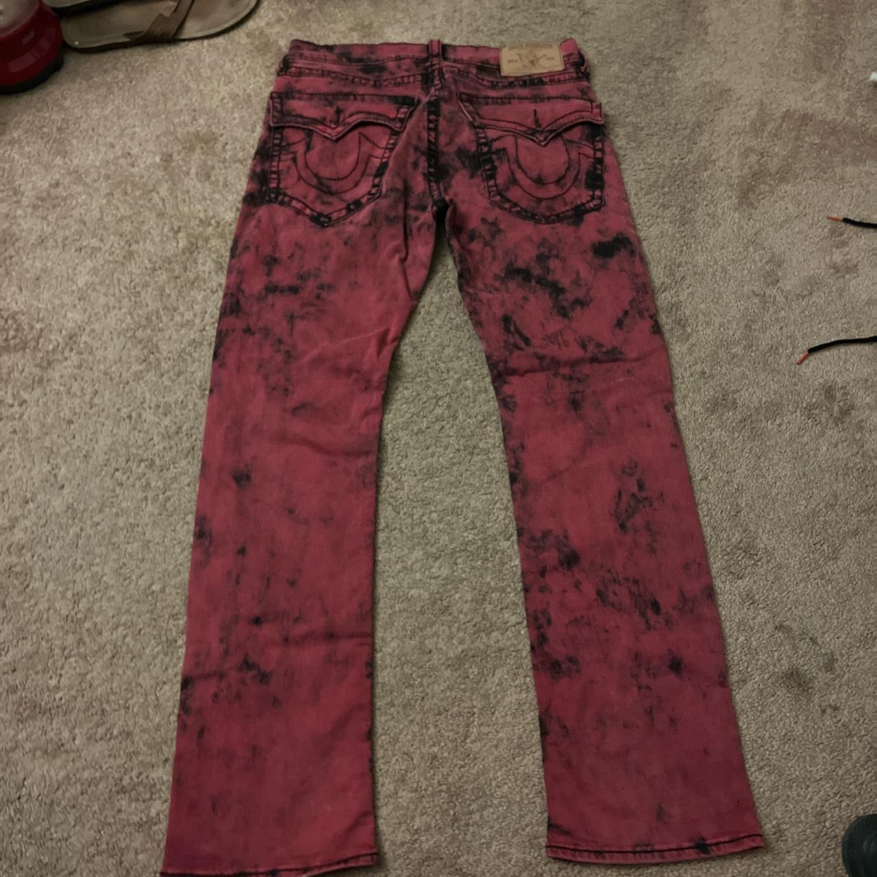 CRAZY TRUE RELIGION BLOOD RED JEANS STRAIGHT FIT - Depop