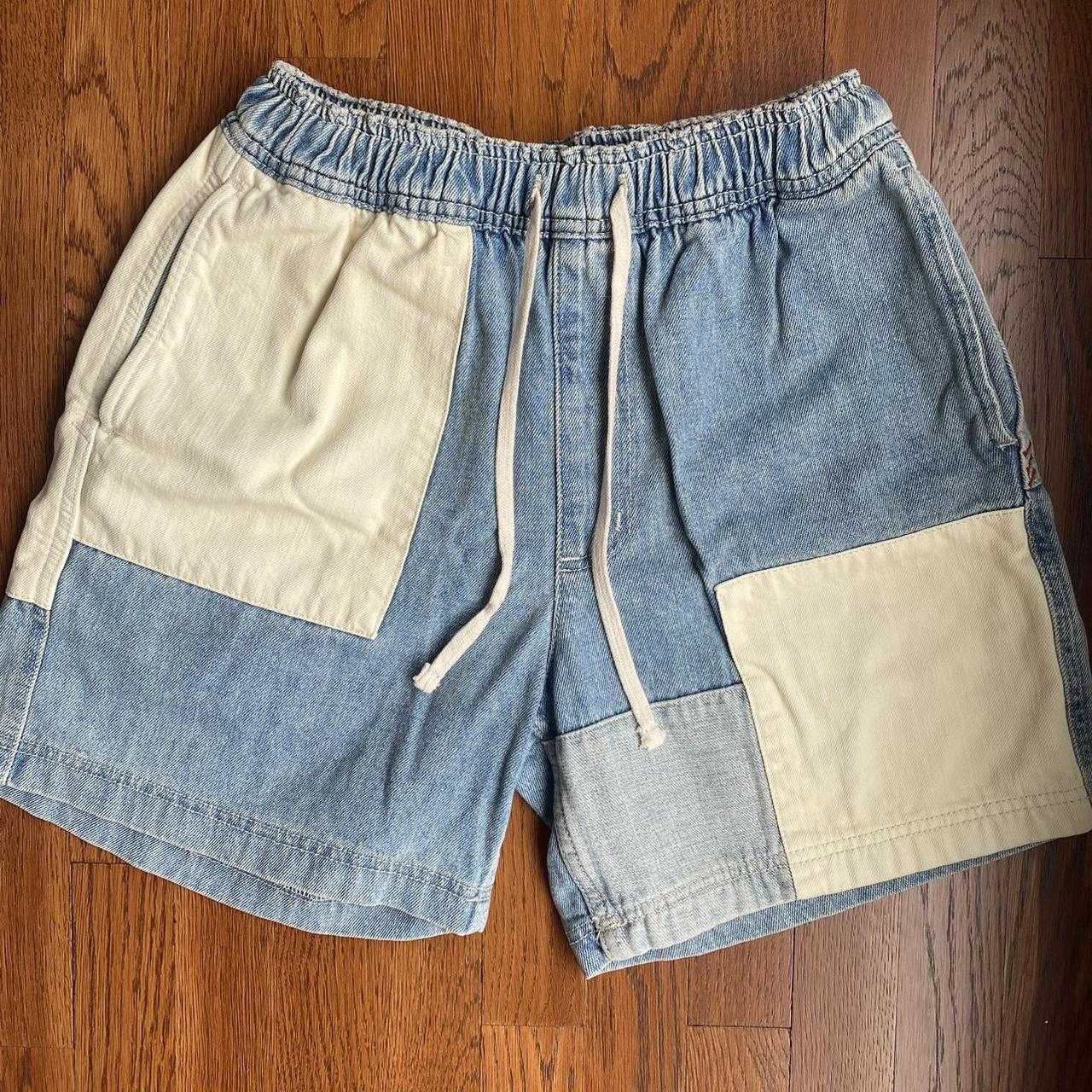BDG Men's Blue and White Shorts Depop