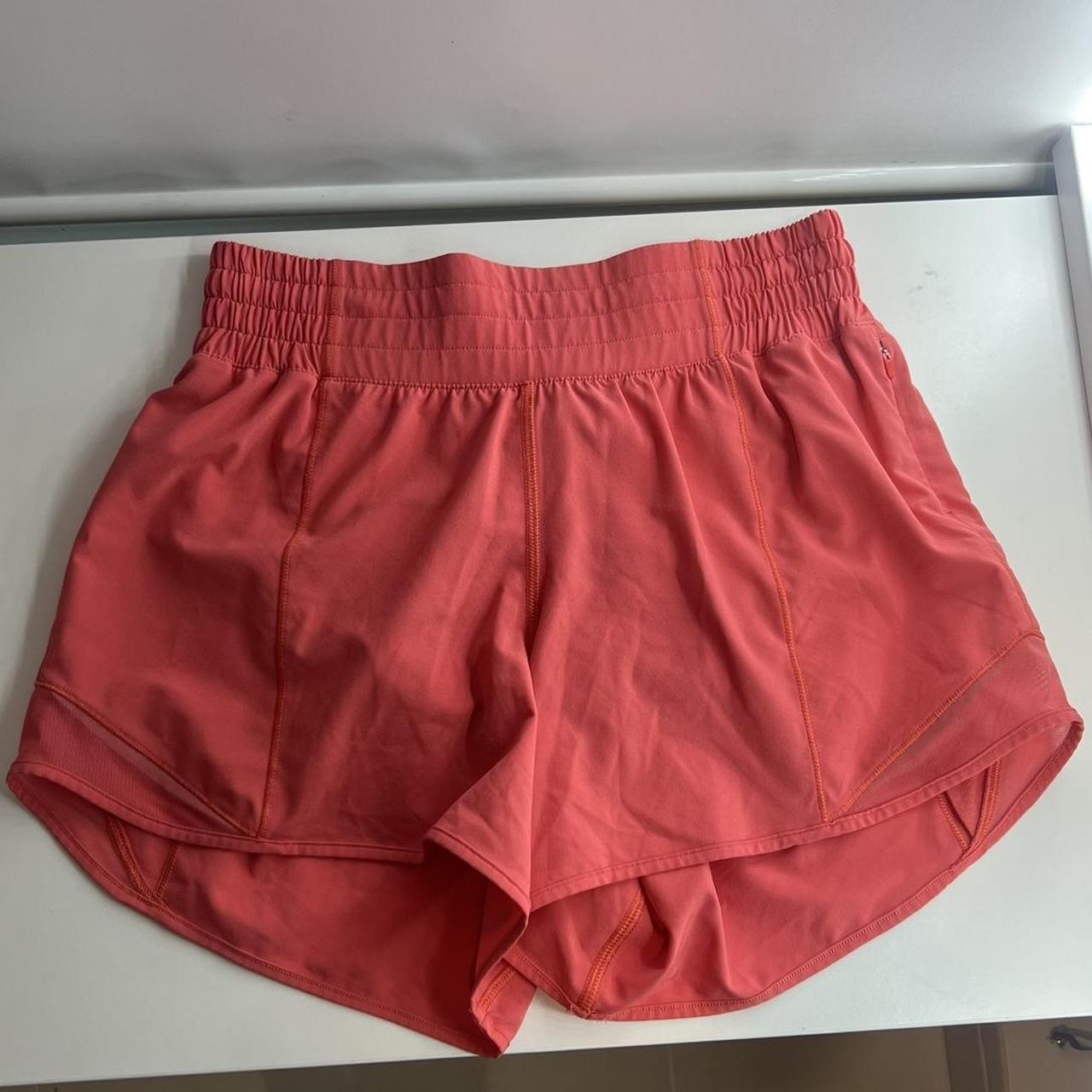 Lululemon workout shorts in watermelon colour, size - Depop