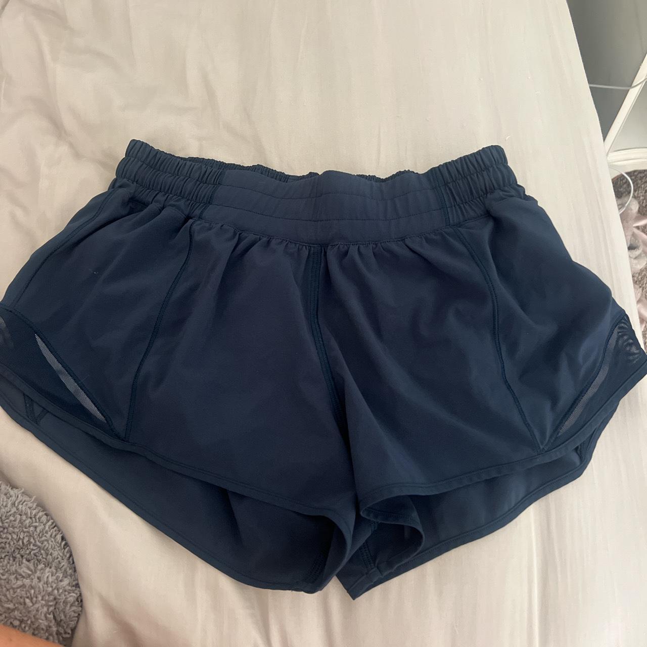 Navy Hotty Hot Lululemon LR shorts 2.5 inch size 8 - Depop